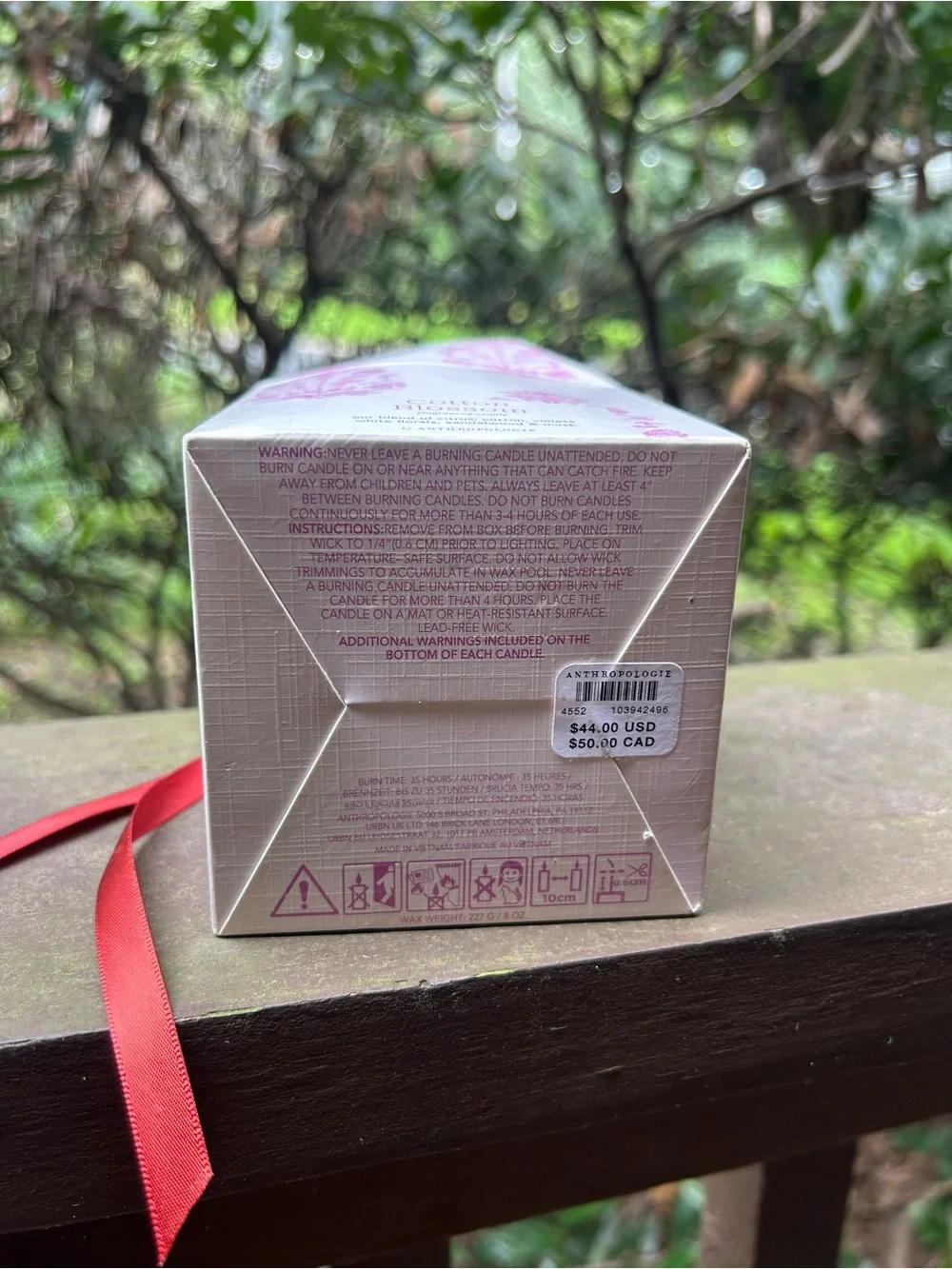 Anthropologie Coral Ceramic Votive with Pink Floral Motif